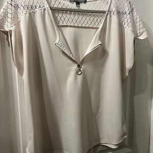 Daisy Fuentes Cream Lace Detail Blouse